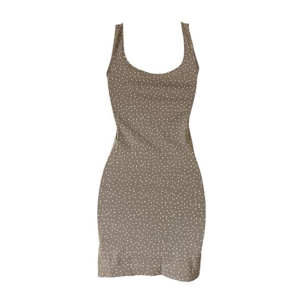 H&M Basic Tank Bodycon Dress Womens Size XS Spotted Knit Sleeveless Gray - Picture 2 of 6
